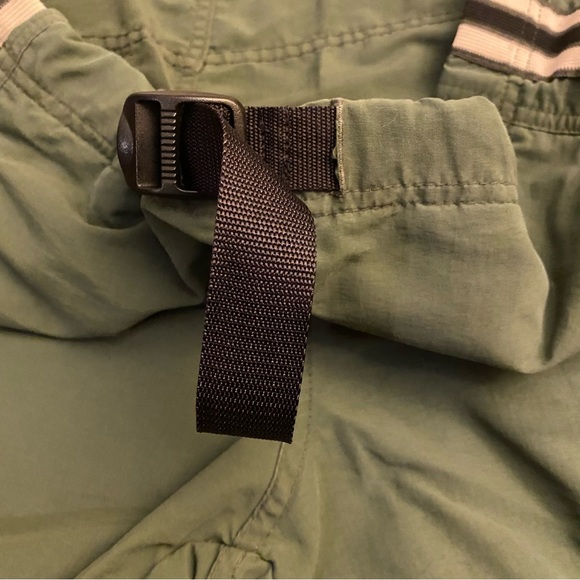 Men’s unisex Gap Y2k green nylon stripe track pants wide leg adjustable belt - Picture 8 of 16